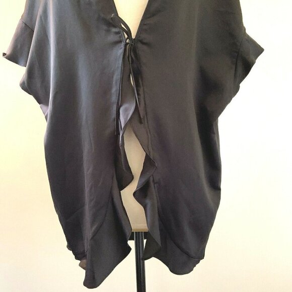 Victorias Secret One Size OS Love Black Vintage Silky Kimono Robe Tie Belt NWT - Picture 3 of 7